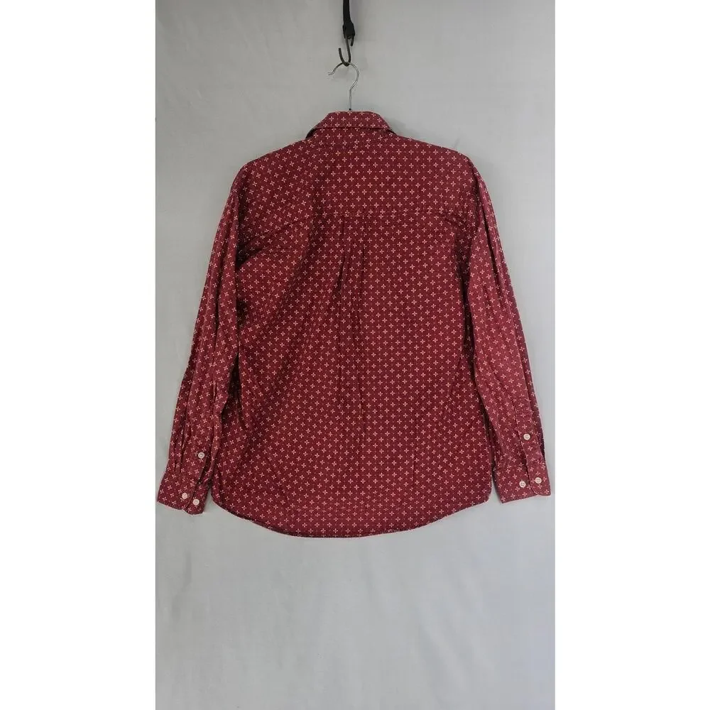 Roper Shirt Mens Small Red Geometric Western Cotton Button Front Long Sleeve